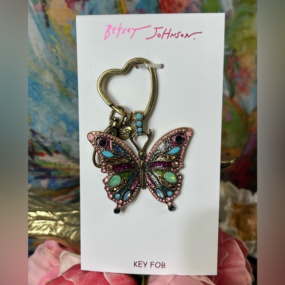 *NWT* Betsey Johnson Crystal Butterfly Key Fob - Picture 1 of 5